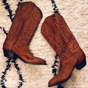 Tony Lama Cognac Embroidered Boots